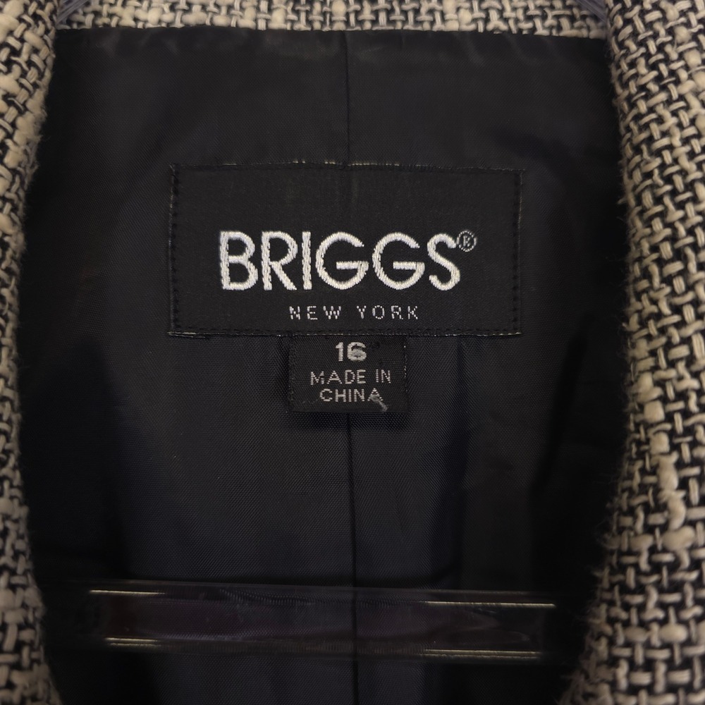 Briggs New York Blazer Womens 16 Gray Textured Tailored Vintage Office Workwear - Picture 3 of 16